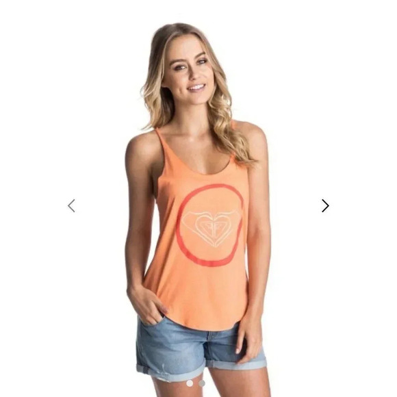 Roxy Women’s Orange Tank Top Size M 100% Cotton NWT - Picture 1 of 14